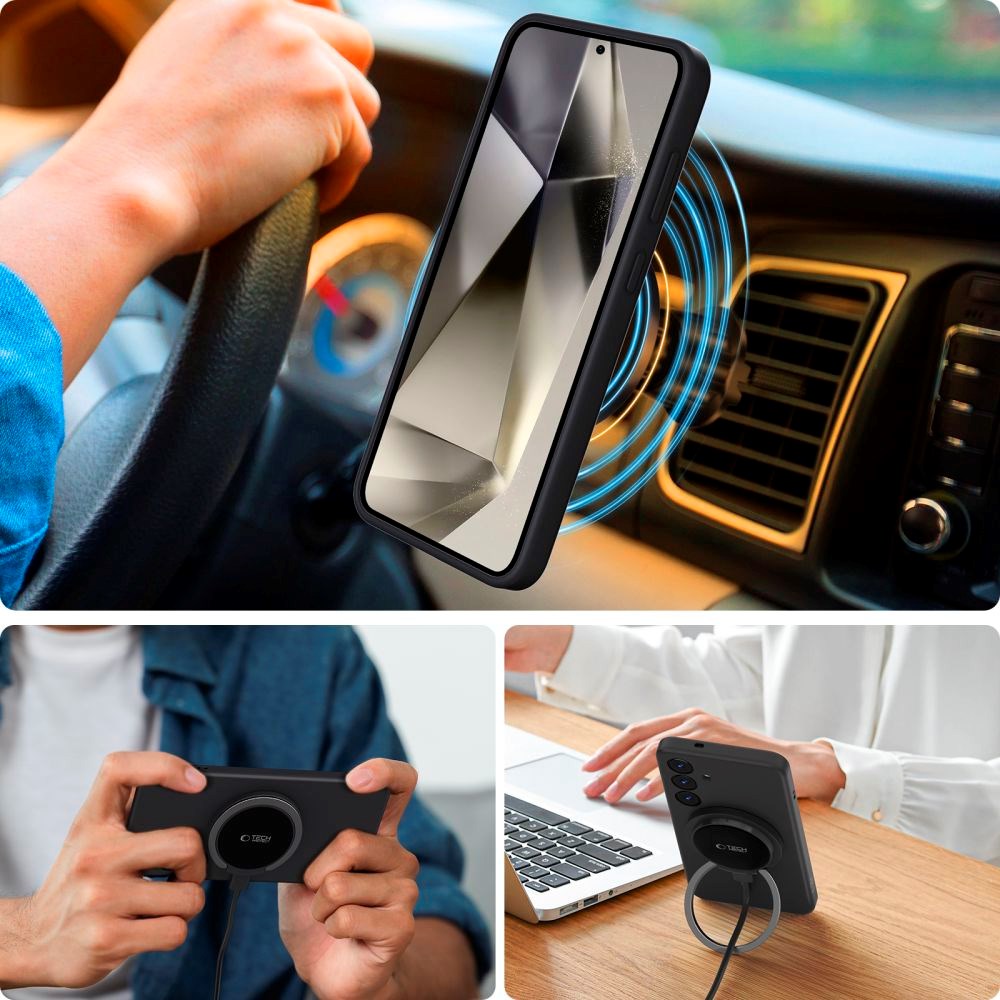 Tech-Protect silikondeksel - Samsung Galaxy S25+ (Plus) - MagSafe-kompatibel - Svart