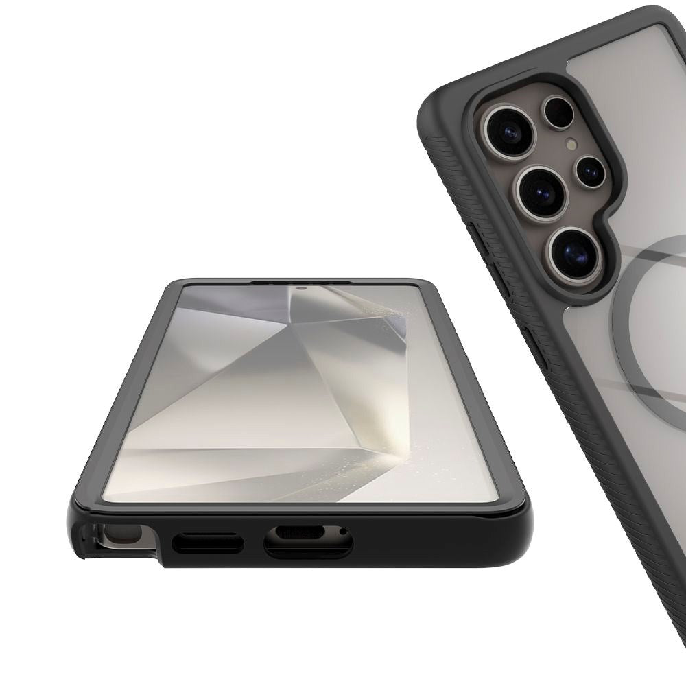 Tech-Protect Defense Hybrid-deksel - Samsung Galaxy S25 Ultra - MagSafe-kompatibel - Gjennomsiktig / Svart