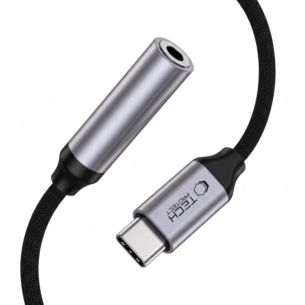 Tech-Protect USB-C Til Mini Jack 3.5mm DAC Adapter UltraBoost - Grå