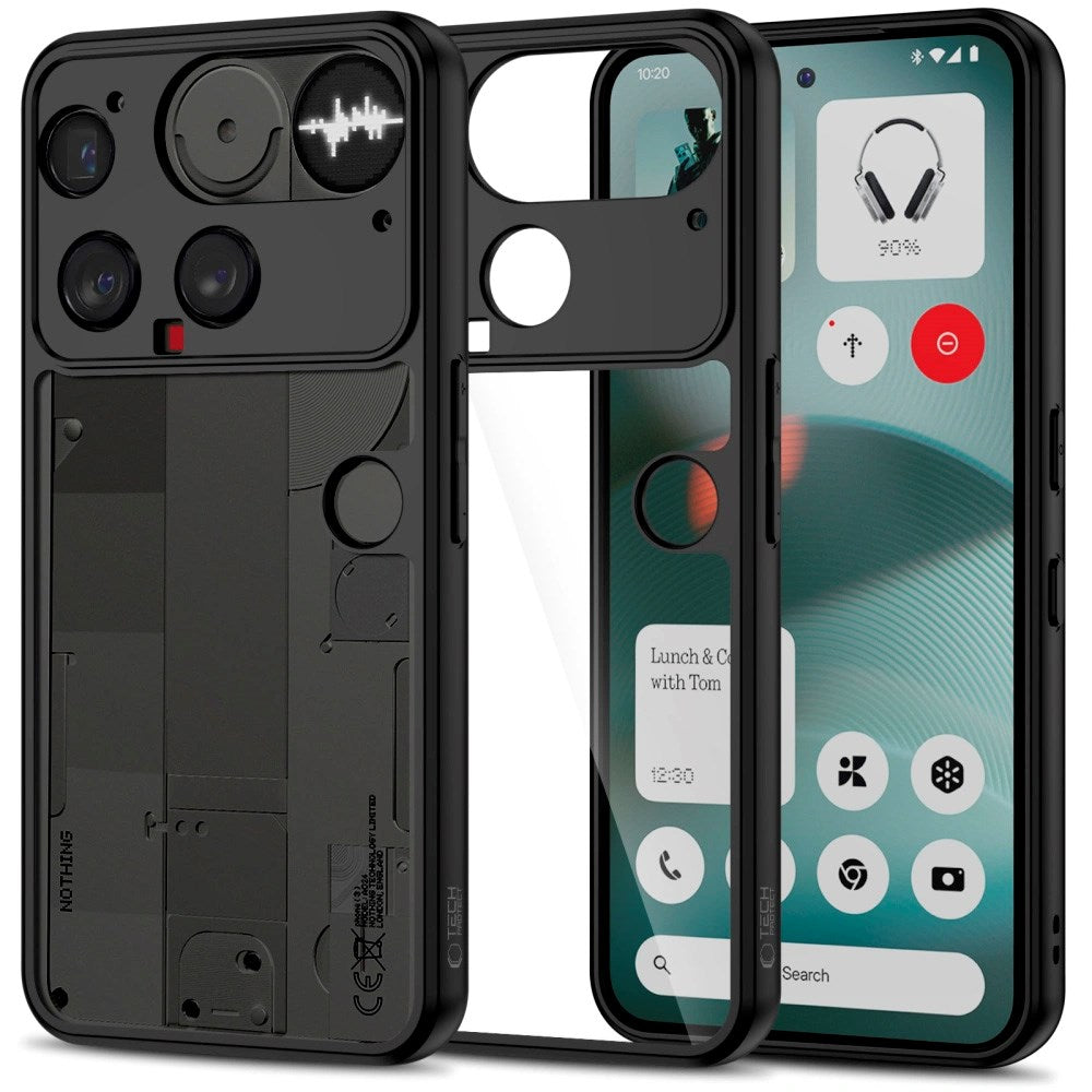 Tech-Protect - Nothing Phone (3) MagMat Hybrid Cover - Gennemsigtig / Sort