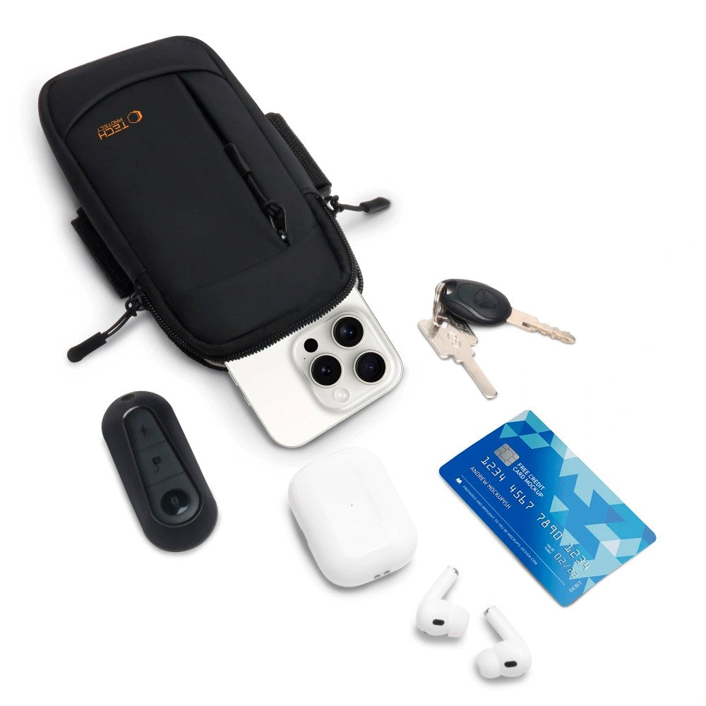 Tech-Protect - Universal Løbearmbånd - Sort / Orange