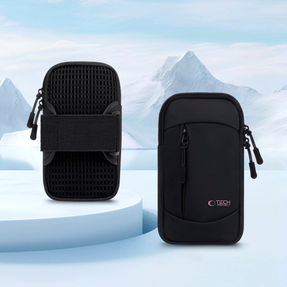 Tech-Protect - Universal Løbearmbånd - Sort / Lyserød