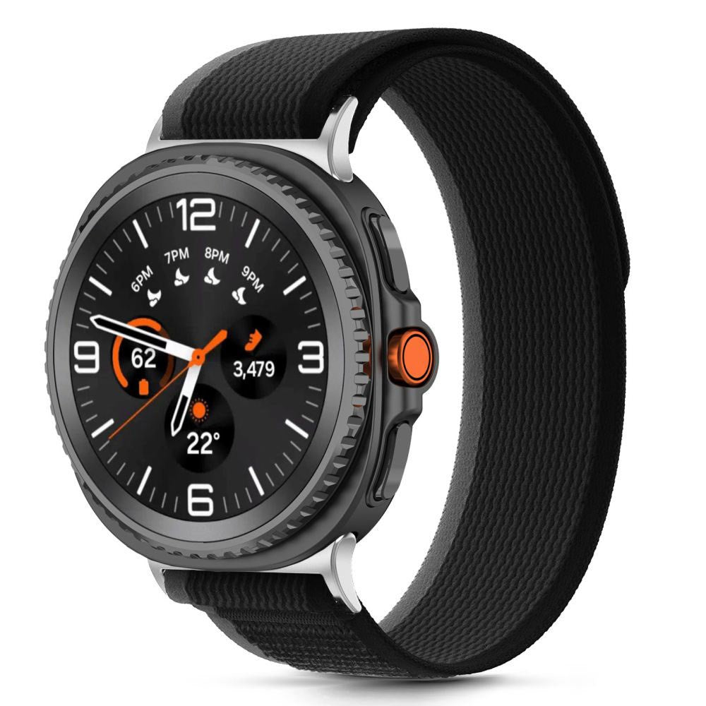 Samsung Galaxy Watch 8 / 9 / Classic (40 / 44 / 46mm) Tech-Protect Nylon Stripe Rem - Sort / Orange