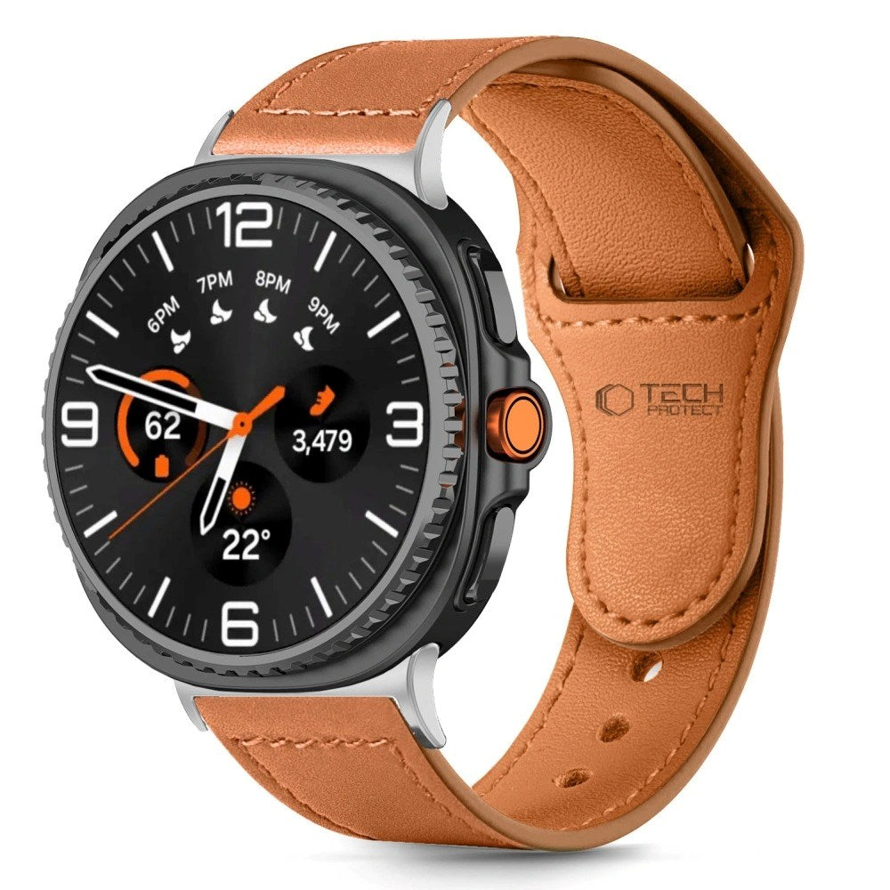Tech-Protect Samsung Galaxy Watch 8 / 8 Classic (40 / 44 / 46mm) Leatherfit Rem - Ægte Læder - Brun