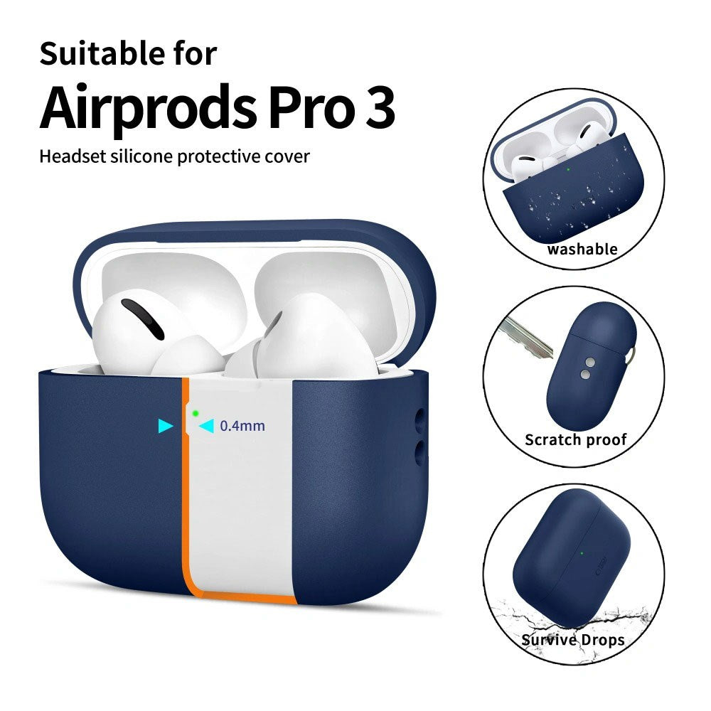 Apple AirPods Pro (3. Gen) Tech-Protect Silikone Case m. Strop - Mørkeblå