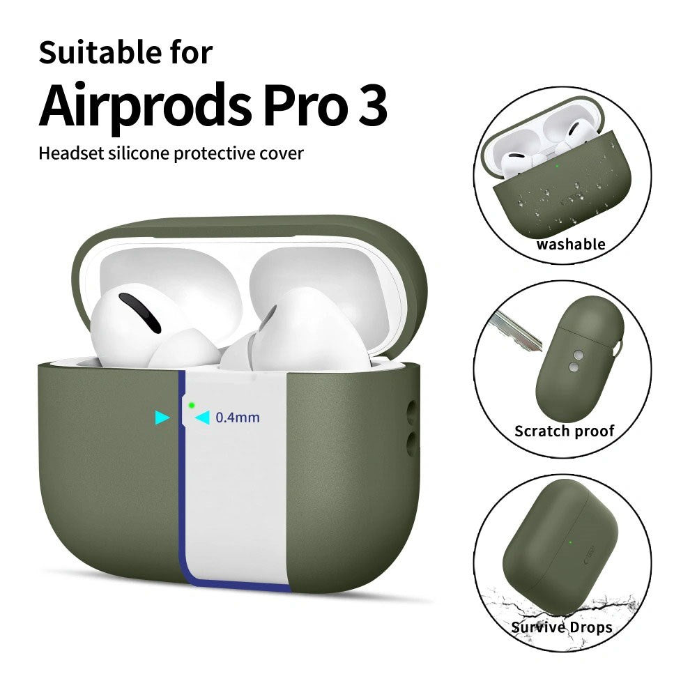 Apple AirPods Pro (3. Gen) Tech-Protect Silikone Case m. Strop - Olivengrøn