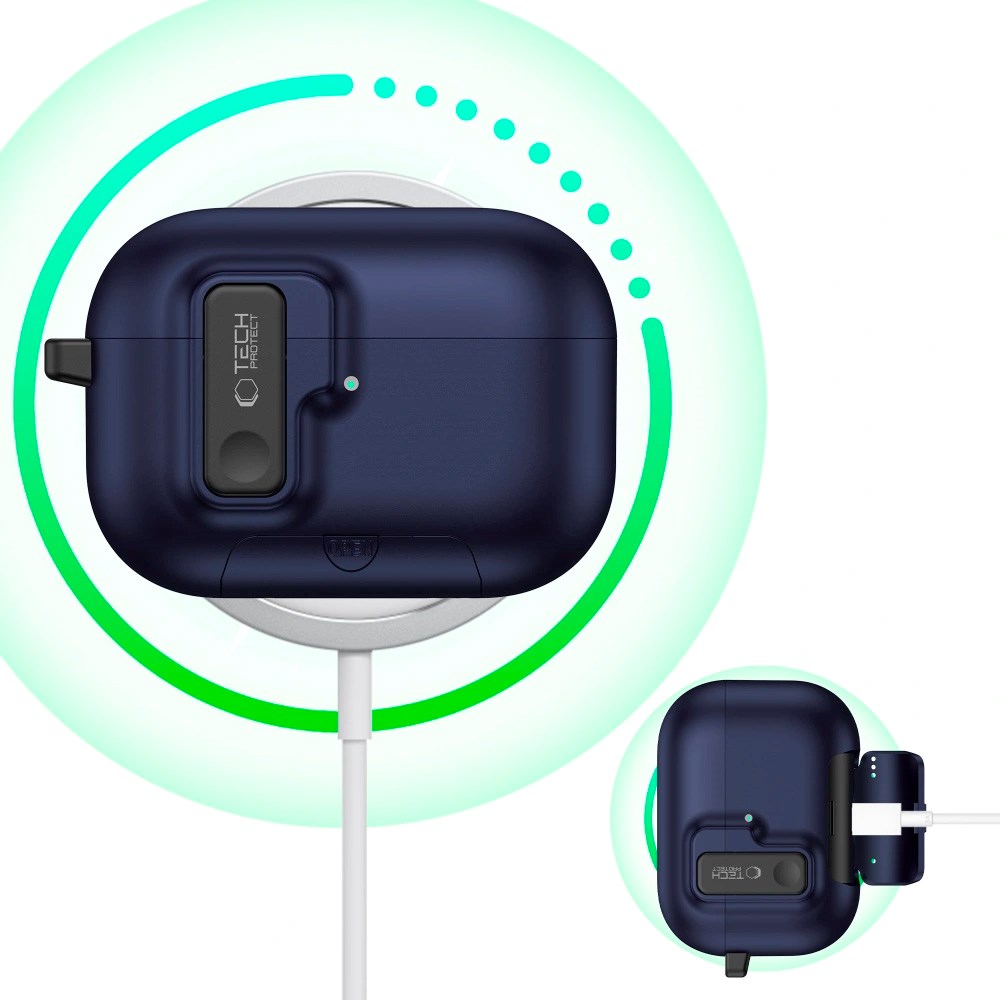 Tech-Protect - Apple AirPods Pro (3. gen.) Slim Hook Cover - Mørkeblå