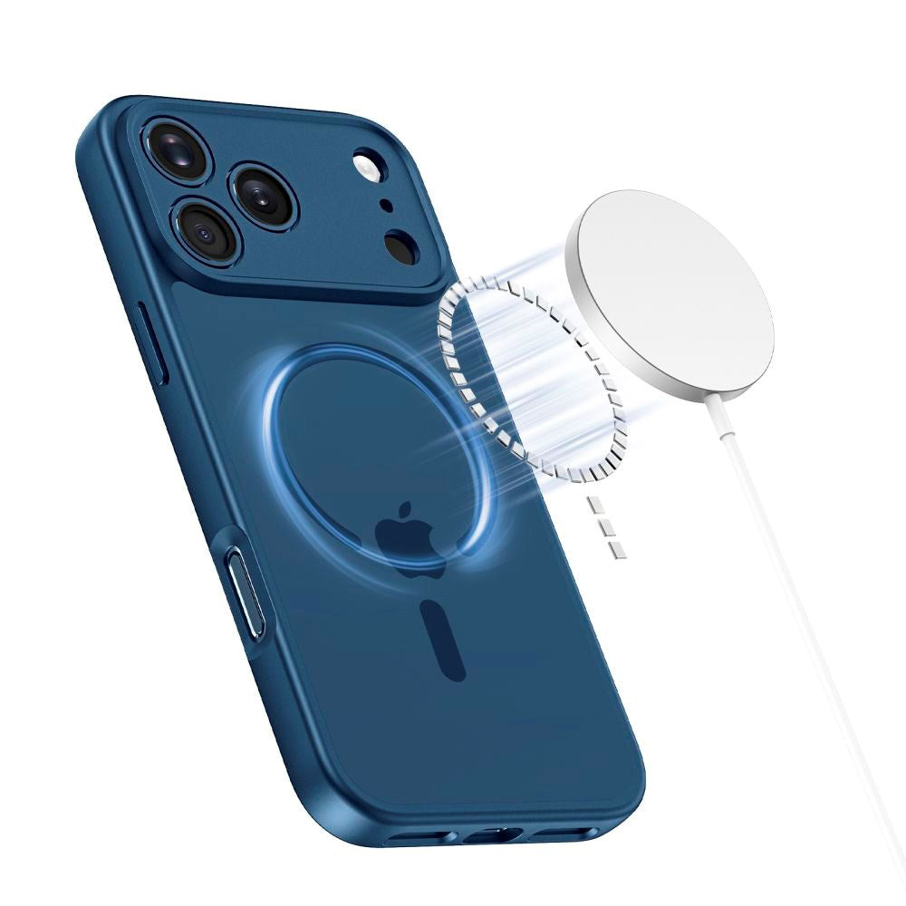 Tech-Protect iPhone 17 Pro Max BasicMag Hybrid Bagside Cover - MagSafe Kompatibel - Mat Blå