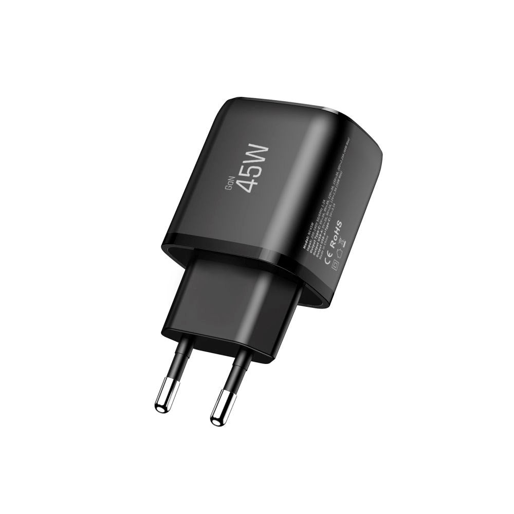 Tech-Protect Vægoplader - 1 x USB-C & 1 x USB-A - 45W - Sort