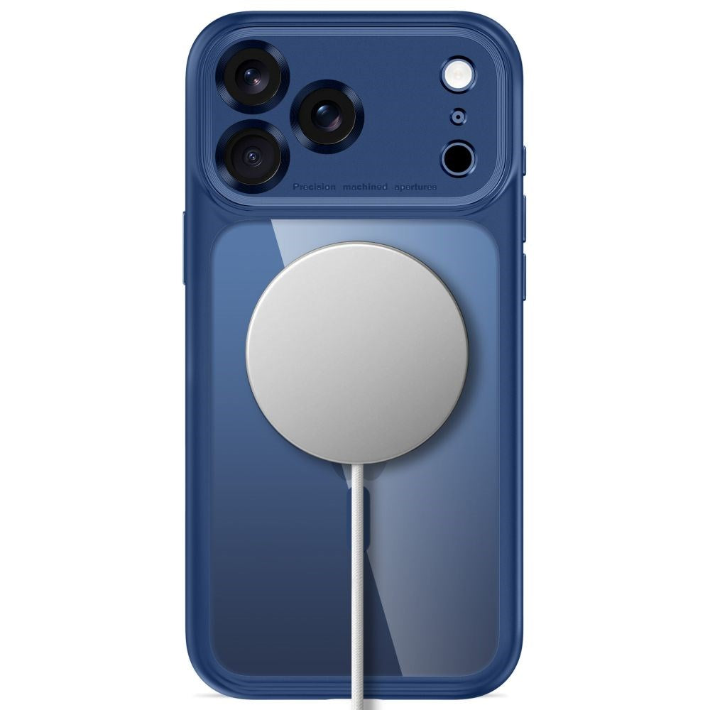 Tech-Protect iPhone 18 Pro / 17 Pro MagPeak Mobil Cover - MagSafe Kompatibel - Mørkeblå / Gennemsigtig