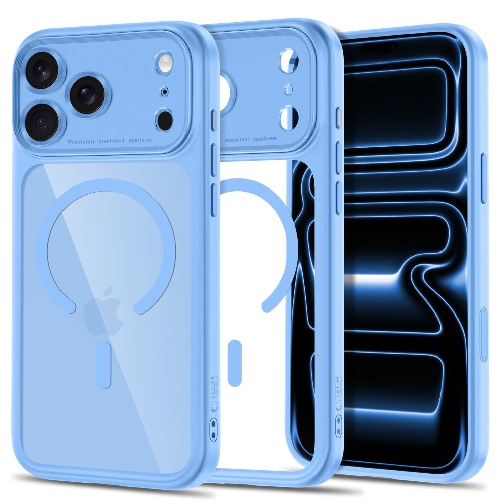 Tech-Protect iPhone 18 Pro / 17 Pro MagPeak Mobil Cover - MagSafe Kompatibel - Lyseblå / Gennemsigtig