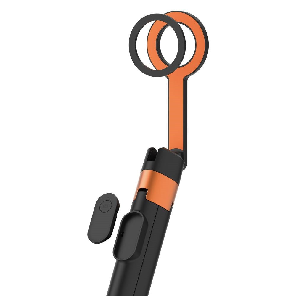 Tech-Protect L10S Bluetooth Tripod Selfie Stang - MagSafe Kompatibel - Sort / Orange