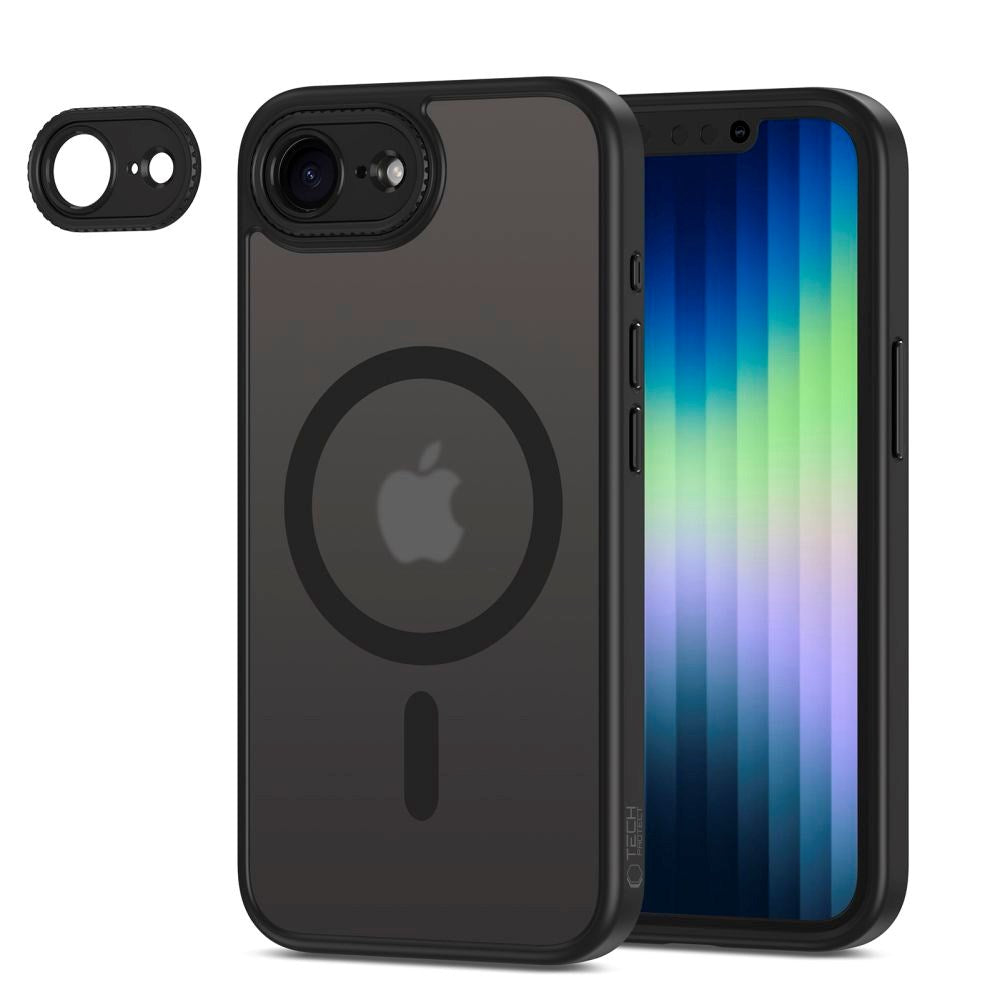 Tech-Protect MagCam-deksel - iPhone 16e - MagSafe-kompatibel - Mattsvart