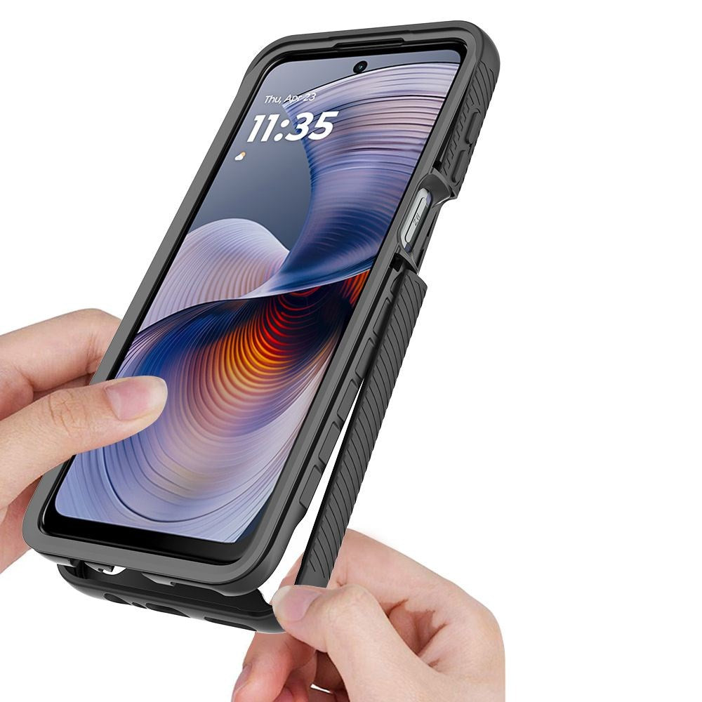 Tech-Protect - Motorola Moto G55 - Defense Cover m. Hybrid Glas - Gennemsigtig / Sort