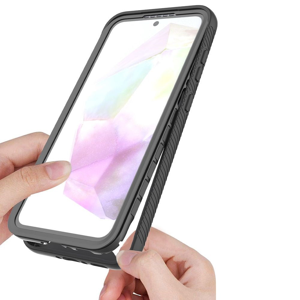 Samsung Galaxy A27 / A37 / A36 / A56 Tech-Protect Defense Mobilcover med Skærmbeskyttelse - Gennemsigtig / Sort