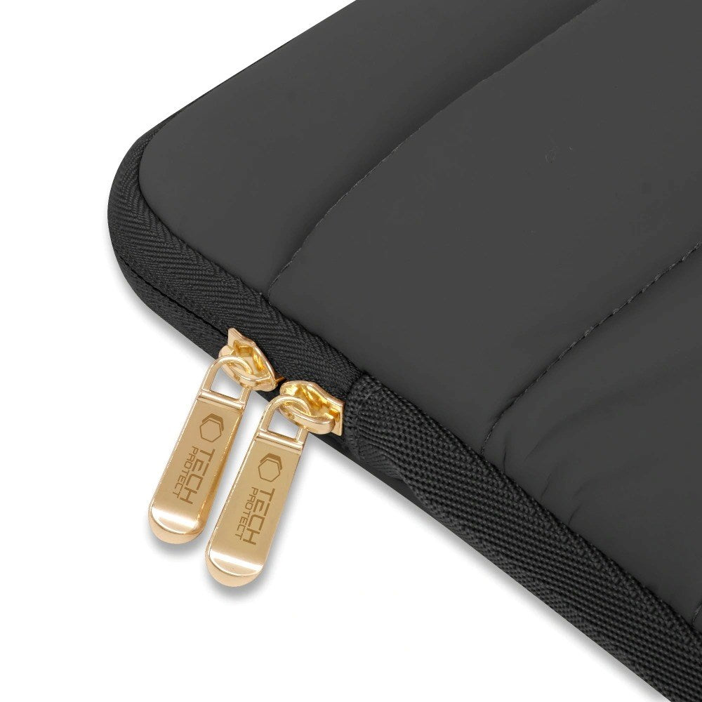 Tech-Protect Fluffy MacBook / Laptop 13-14" Sleeve m. Ekstra Lynlåslomme - Maks. Mål: 25 x 35cm - Sort
