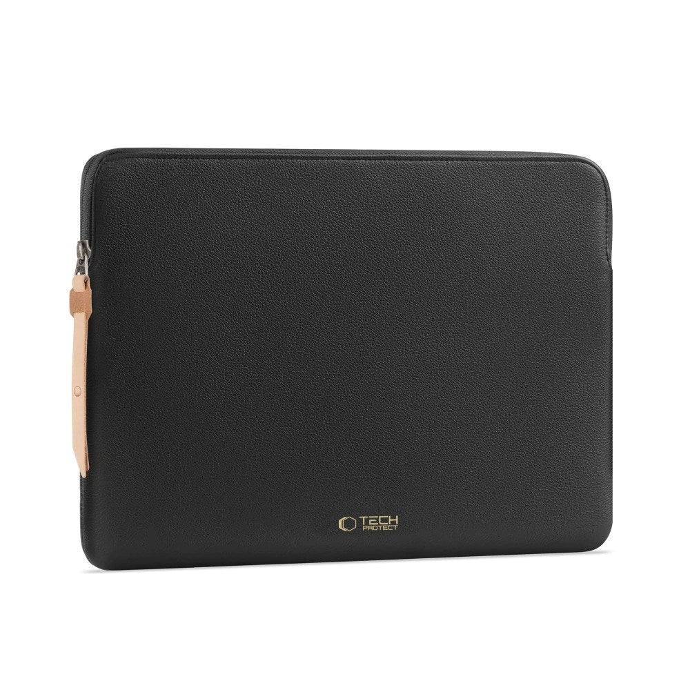 Tech-Protect MacBook / Laptop 15-16" Computer Sleeve i Kunstlæder - Foret Inderside - Black