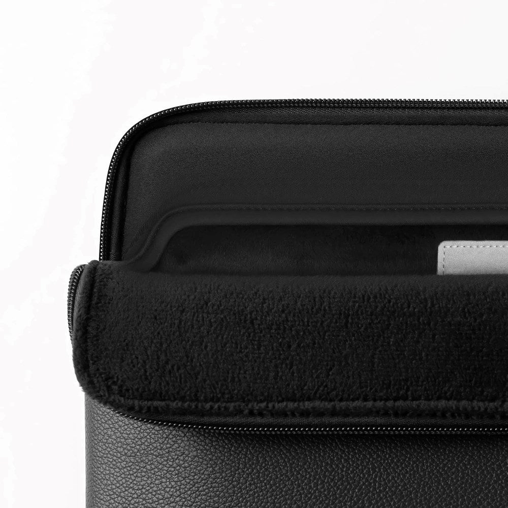 Tech-Protect MacBook / Laptop 15-16" Computer Sleeve i Kunstlæder - Foret Inderside - Black