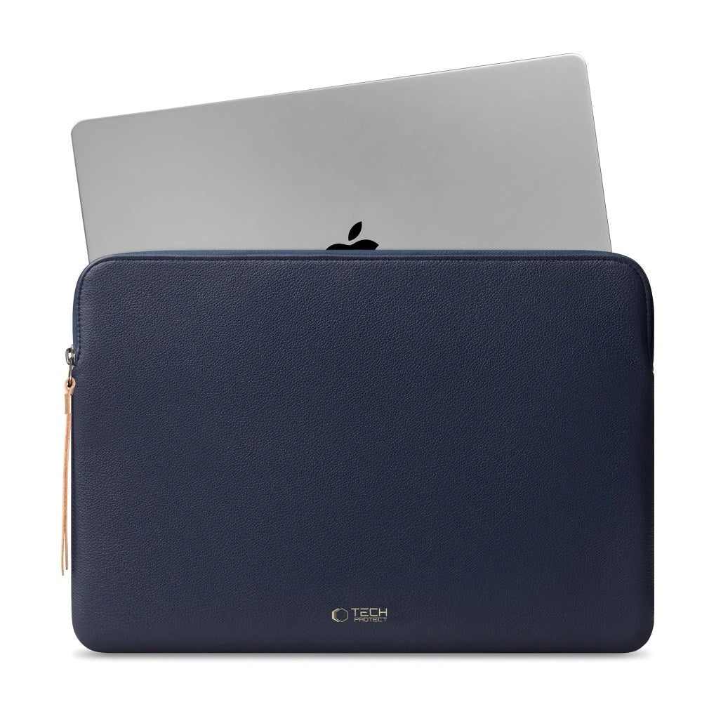 Tech-Protect MacBook / Laptop 15-16" Computer Sleeve i Kunstlæder - Foret Inderside - Navy Blue
