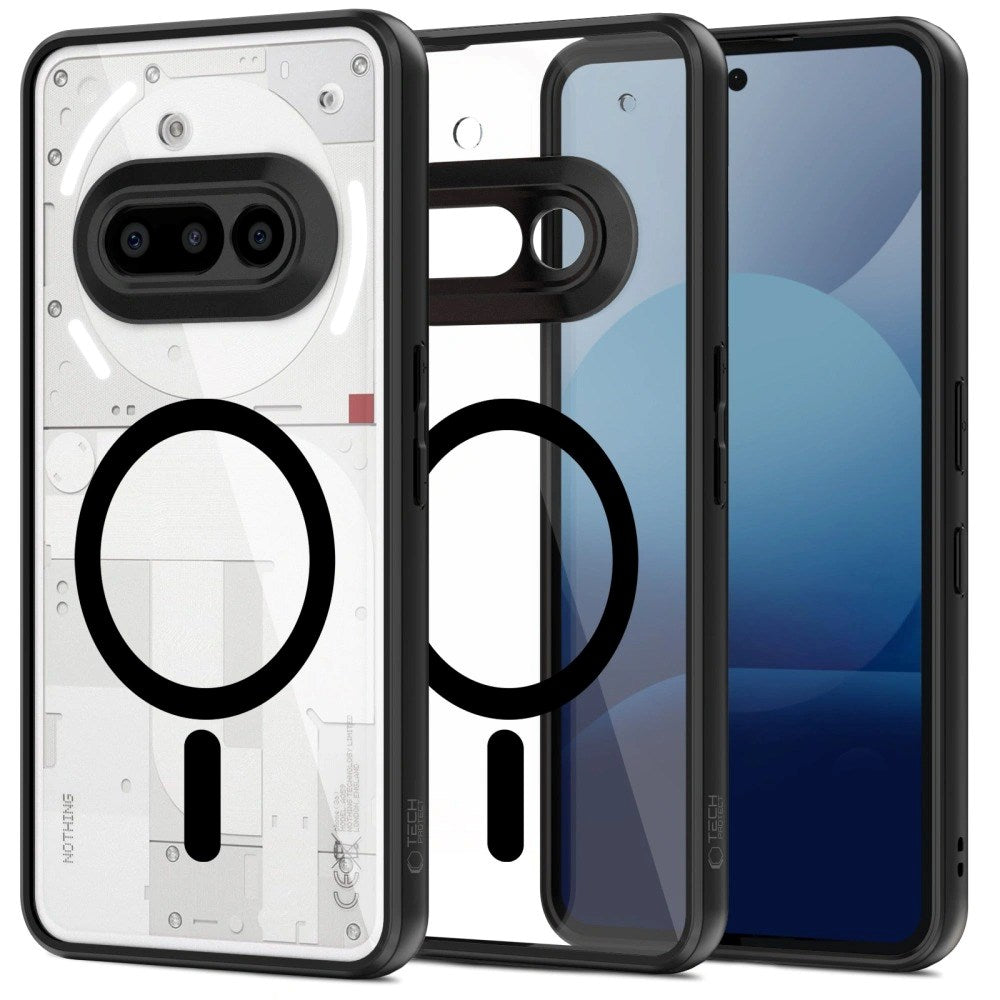 Nothing Phone (3a) Tech-Protect Magmat Bagside Cover - MagSafe Kompatibel - Gennemsigtig / Sort