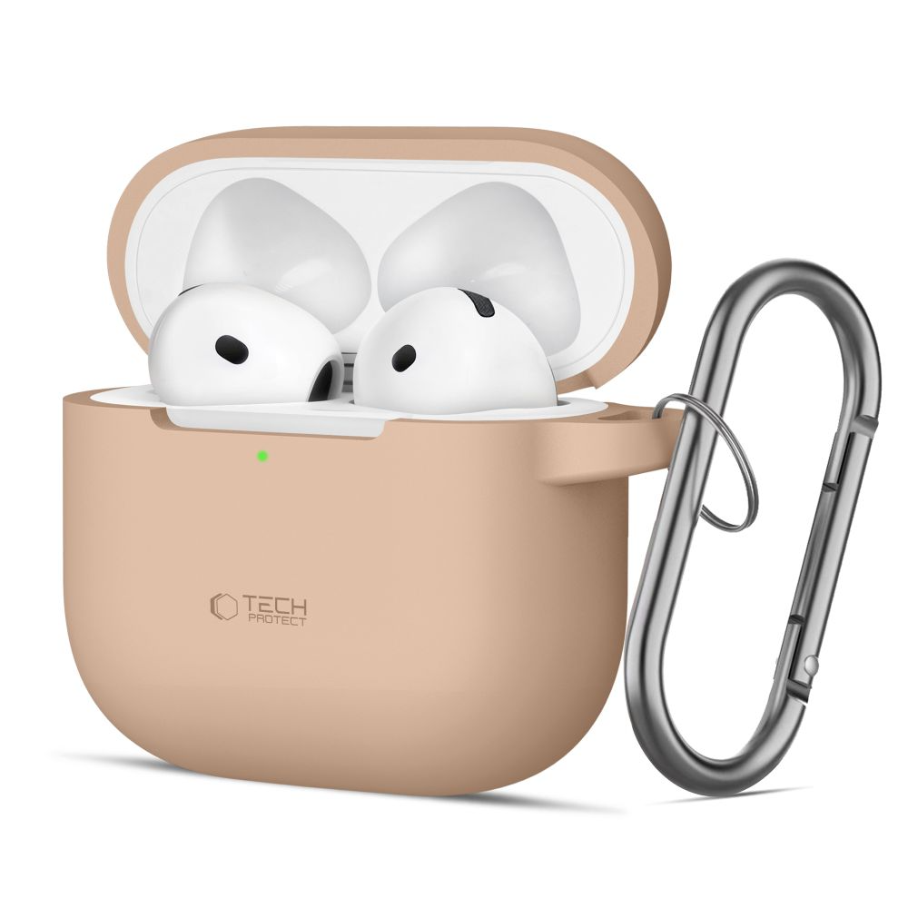 Tech-Protect Apple AirPods 4 silikondeksel m. Karabinhage - Beige
