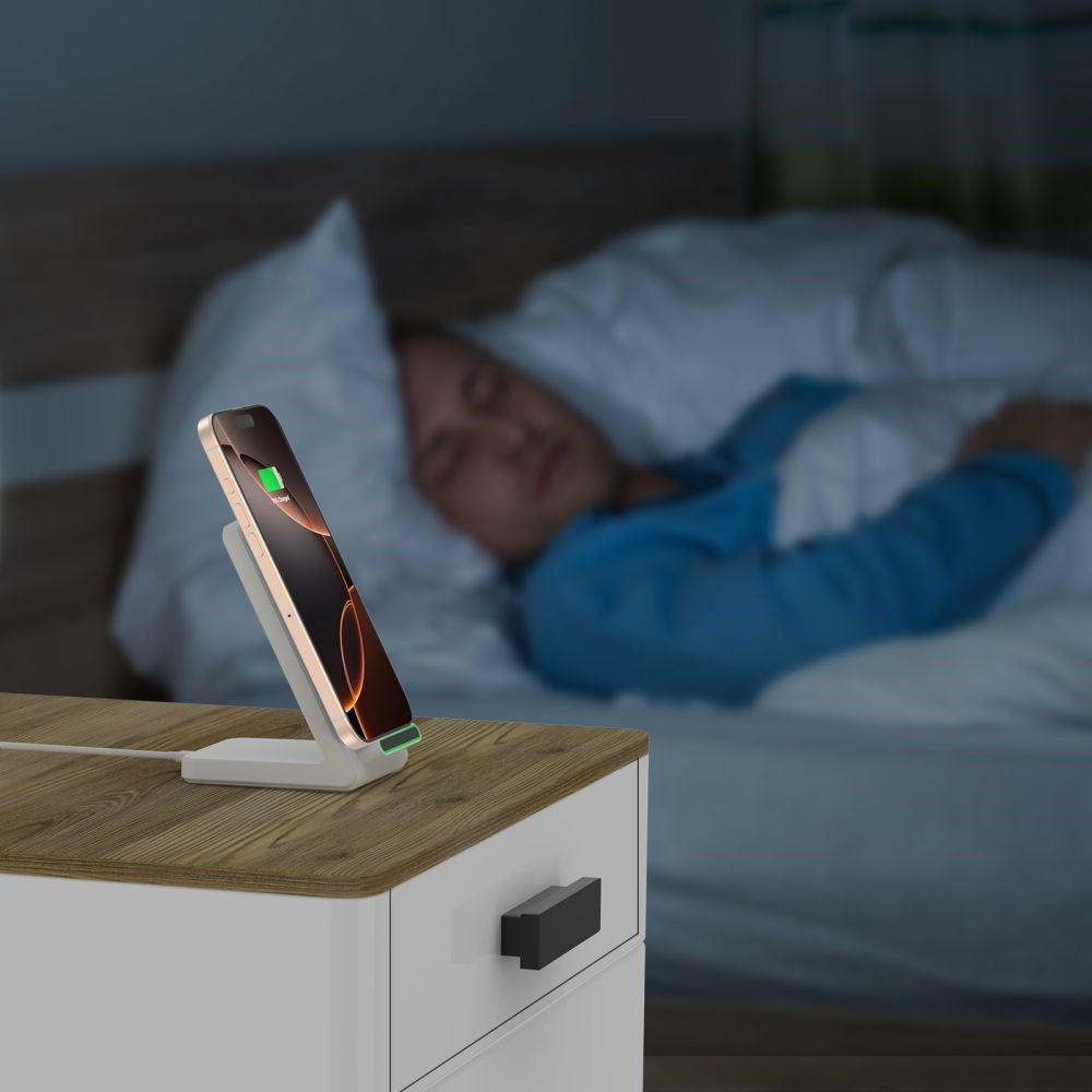 Tech-Protect Qi-15W-A40 Smart trådløs lader og stativ - Hvit