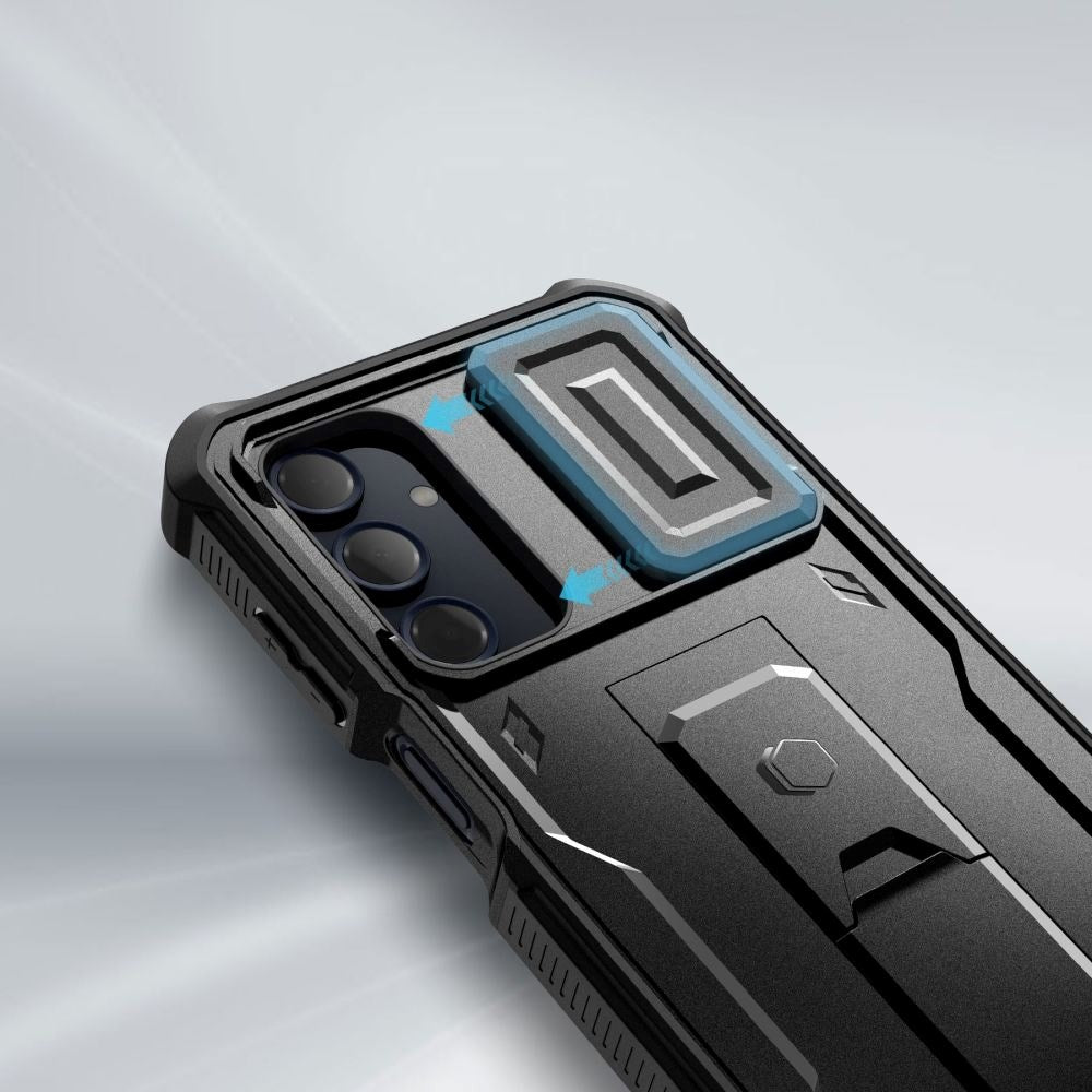 Samsung Galaxy A16 (4G/5G) Tech-Protect Kevlar Pro Hårdt Plastik Bagside Cover m. Skærmbeskyttelse & Kickstand - Sort