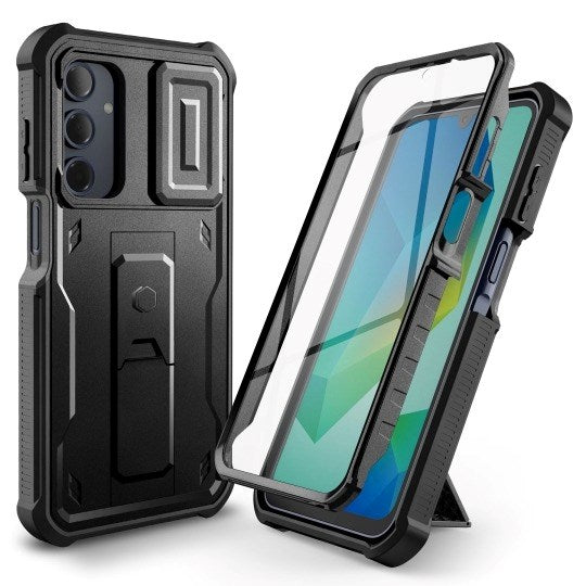 Samsung Galaxy A16 (4G/5G) Tech-Protect Kevlar Pro Hårdt Plastik Bagside Cover m. Skærmbeskyttelse & Kickstand - Sort