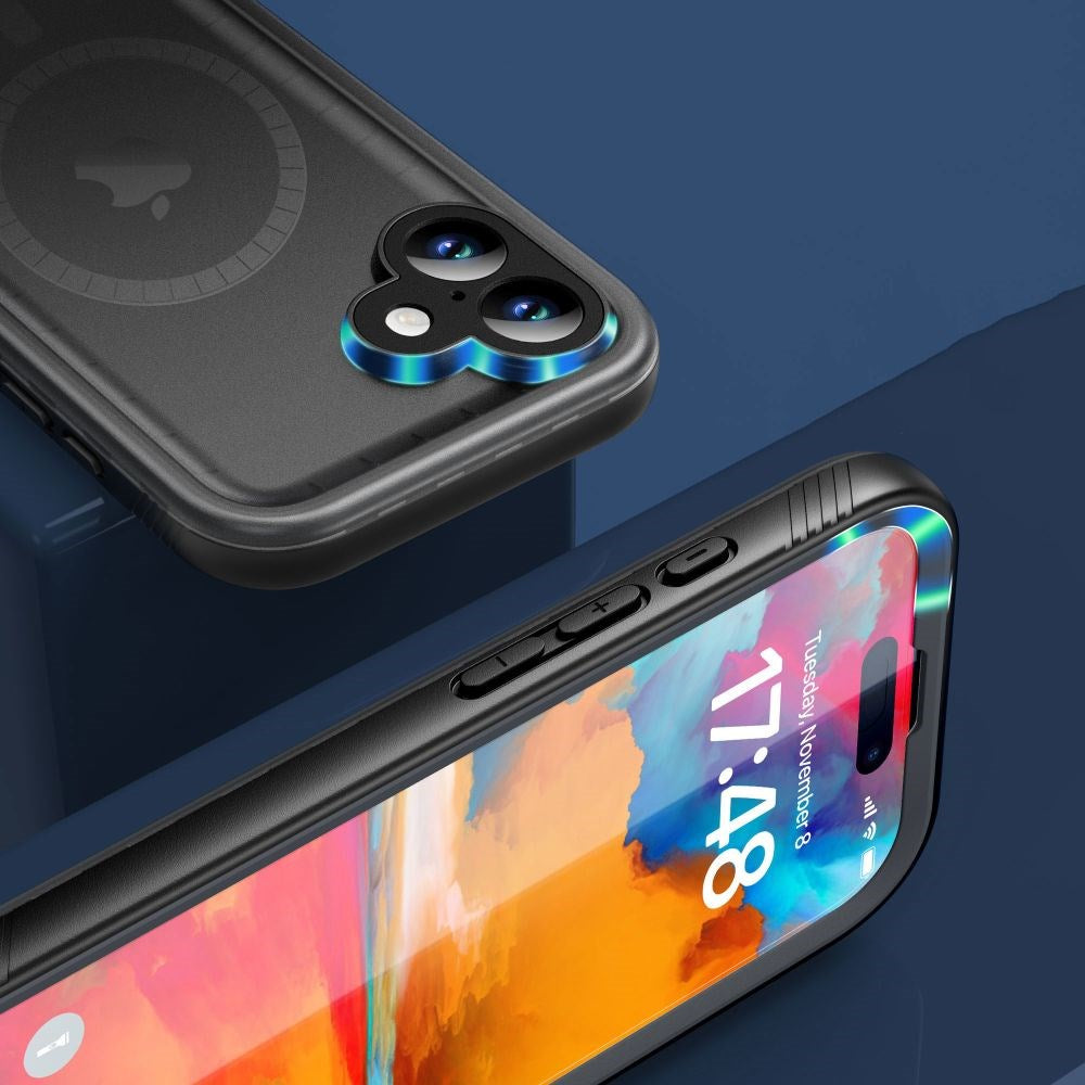 Tech-Protect iPhone 16 vanntett deksel - MagSafe-kompatibel - Gjennomsiktig / Svart
