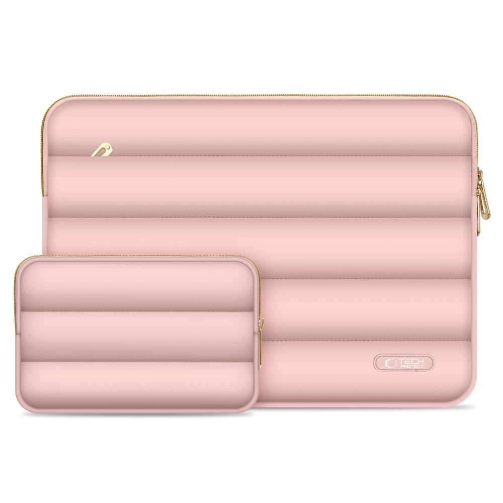MacBook / Laptop 15-16" - Tech-Protect Puffy - Sleeve m. Liten Veske - Rosa