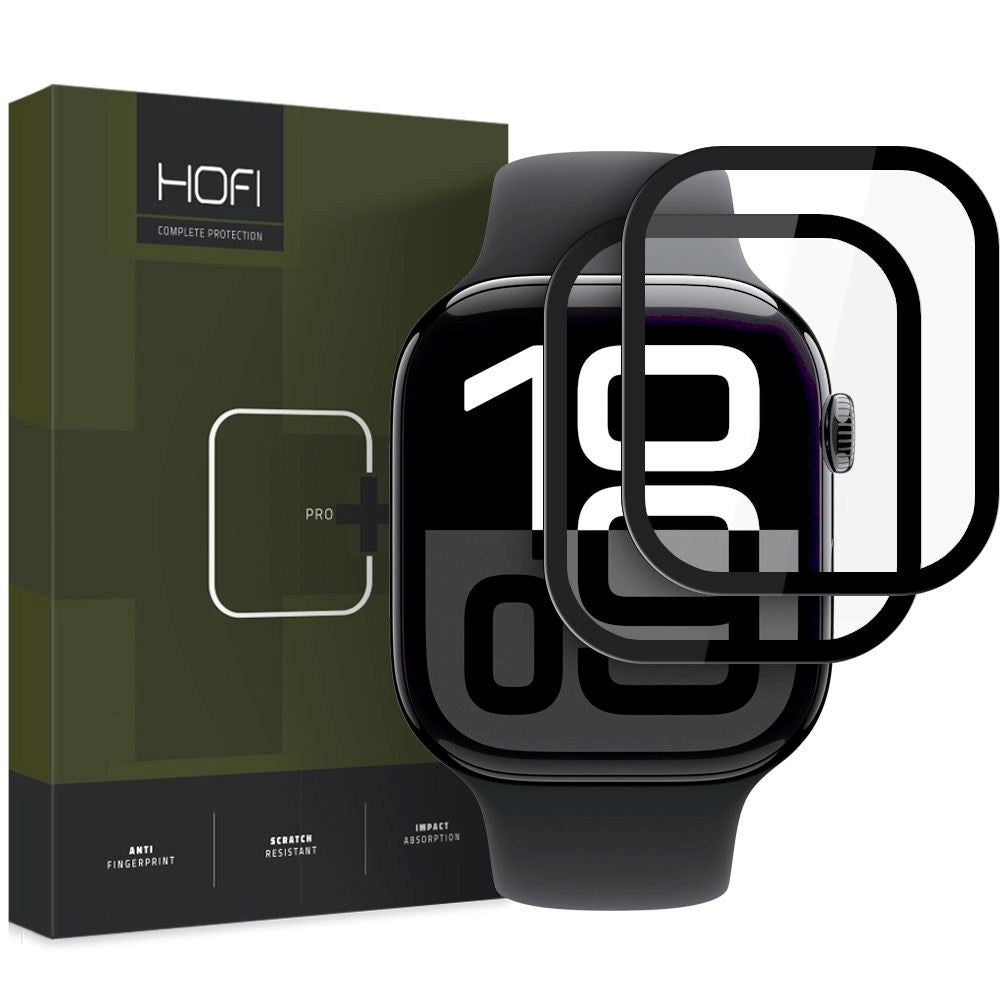 HOFI Apple Watch 11 / 10 (46mm) Hybrid Pro+ (Plus) Beskyttelsesglas - 2 stk. - Sort Kant