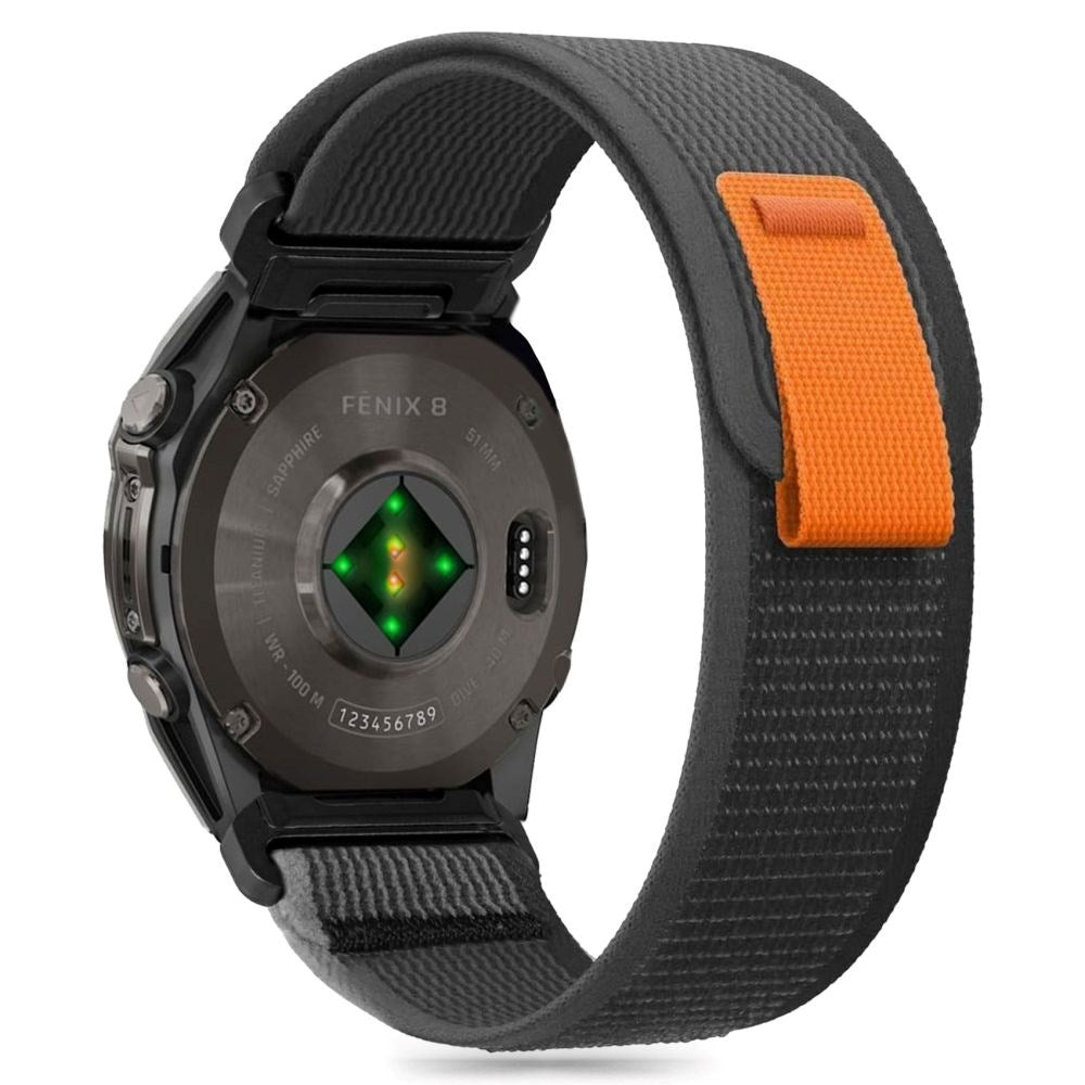 Universal Garmin 26 mm QuickFit Tech-Protect Nylonstropp - Svart / Oransje