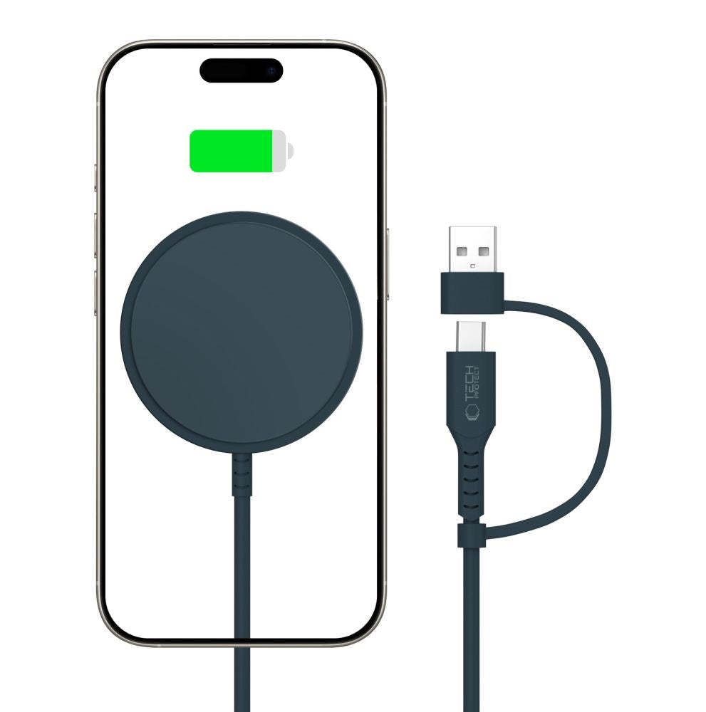 Magnetisk Qi15W trådløs lader fra Tech-Protect - Blå