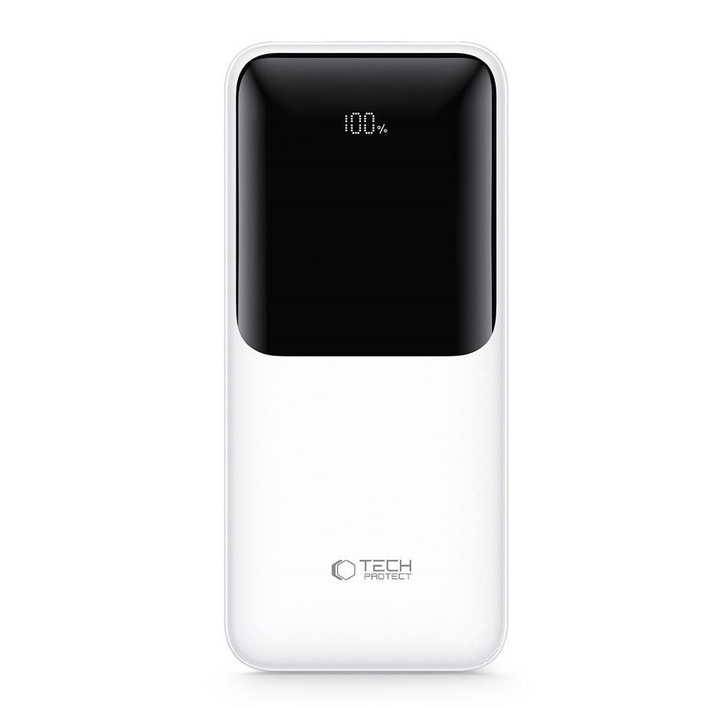 Tech-Protect Powerbank 10000mAh – Hurtiglading med 22,5W – Hvit