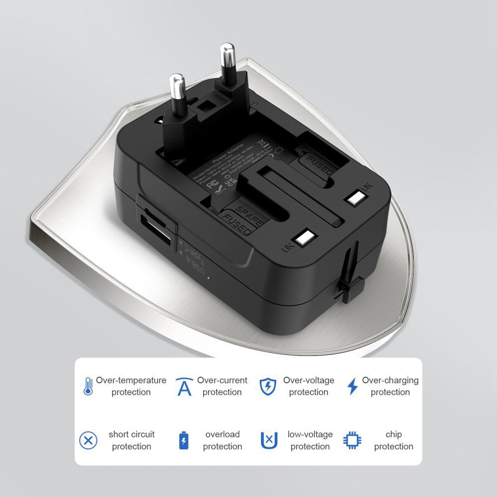 Tech-Protect Rejseadapter - EU / UK / US / AU - Sort