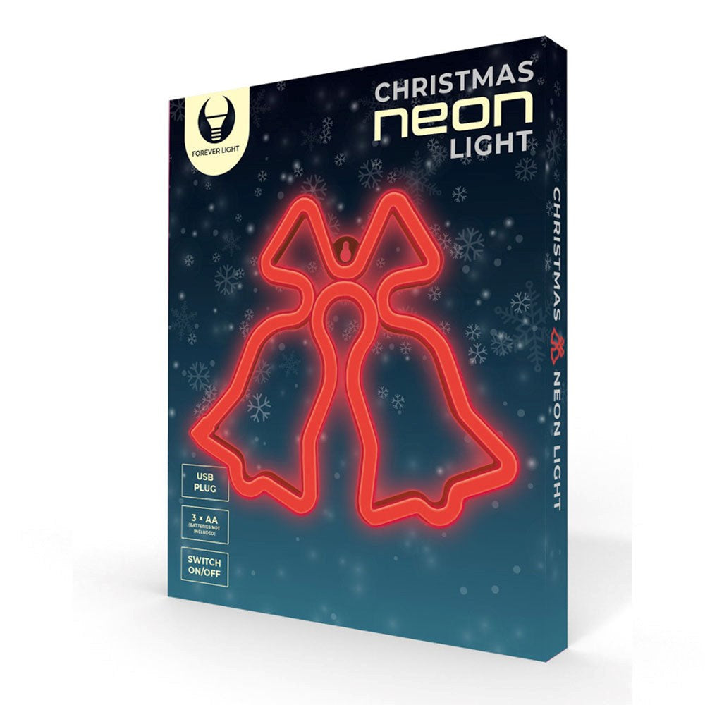 Forever Light LED Neon Sign Christmas - Red Light m. Juleklokker