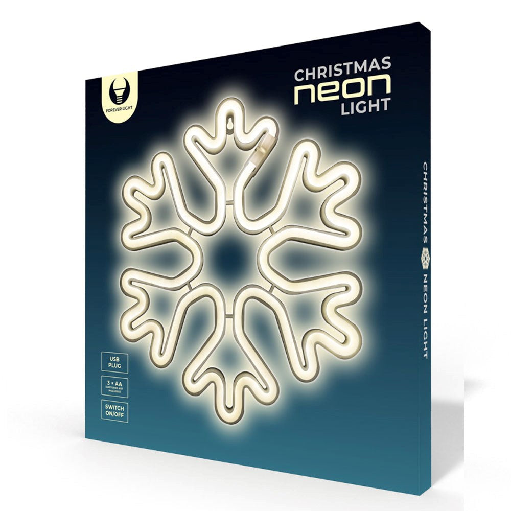 Forever Light LED Neon Sign Christmas - White Light m. Snøfnugg