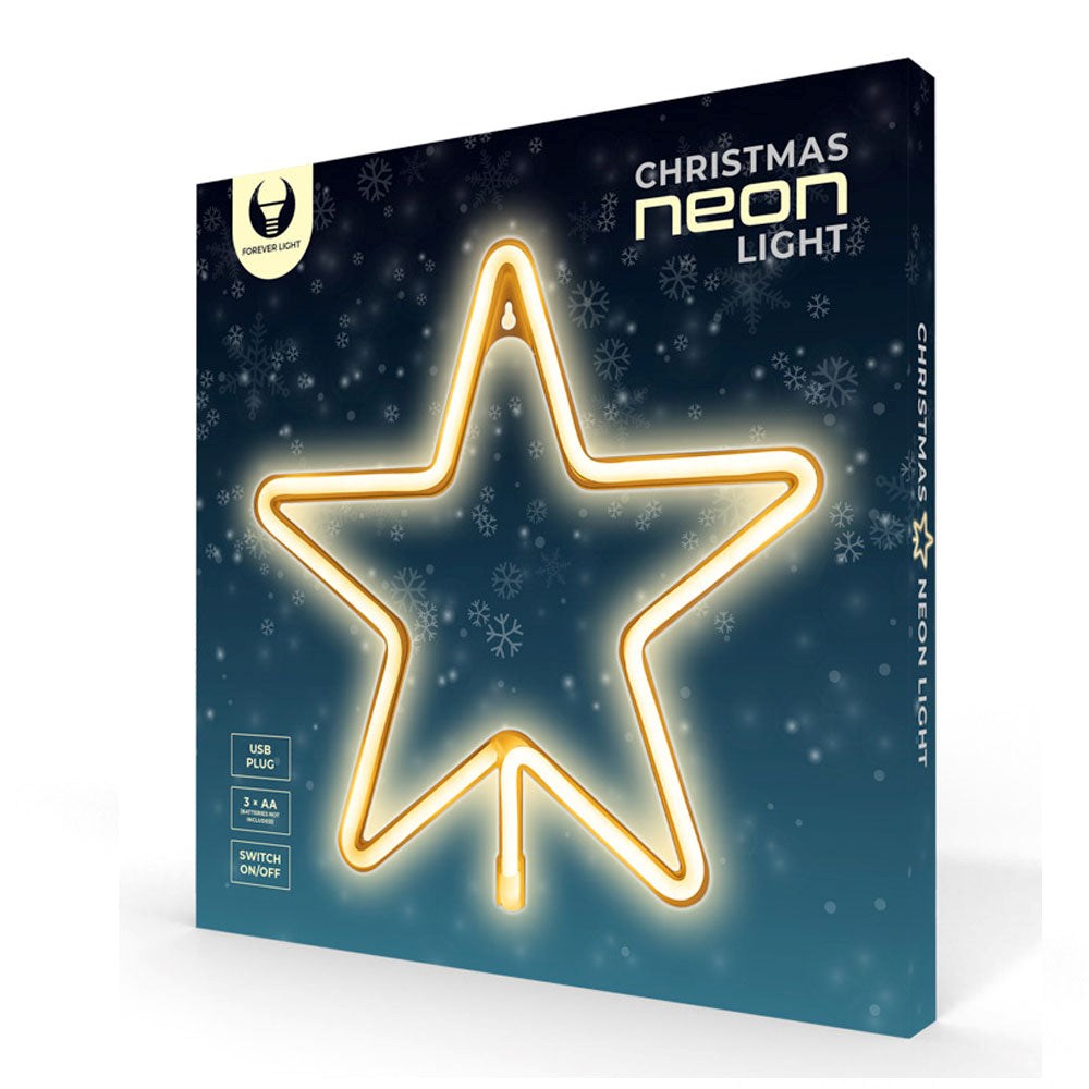 Forever Light LED Neon Sign Christmas - Yellow Light m. Julestjerne