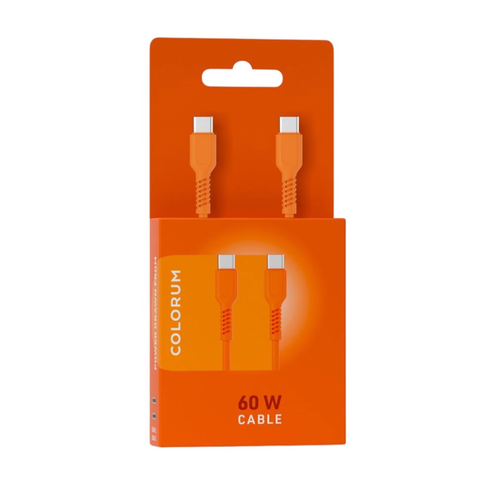 Colorum USB-C til USB-C Kabel - 60W / 1.8m - Orange