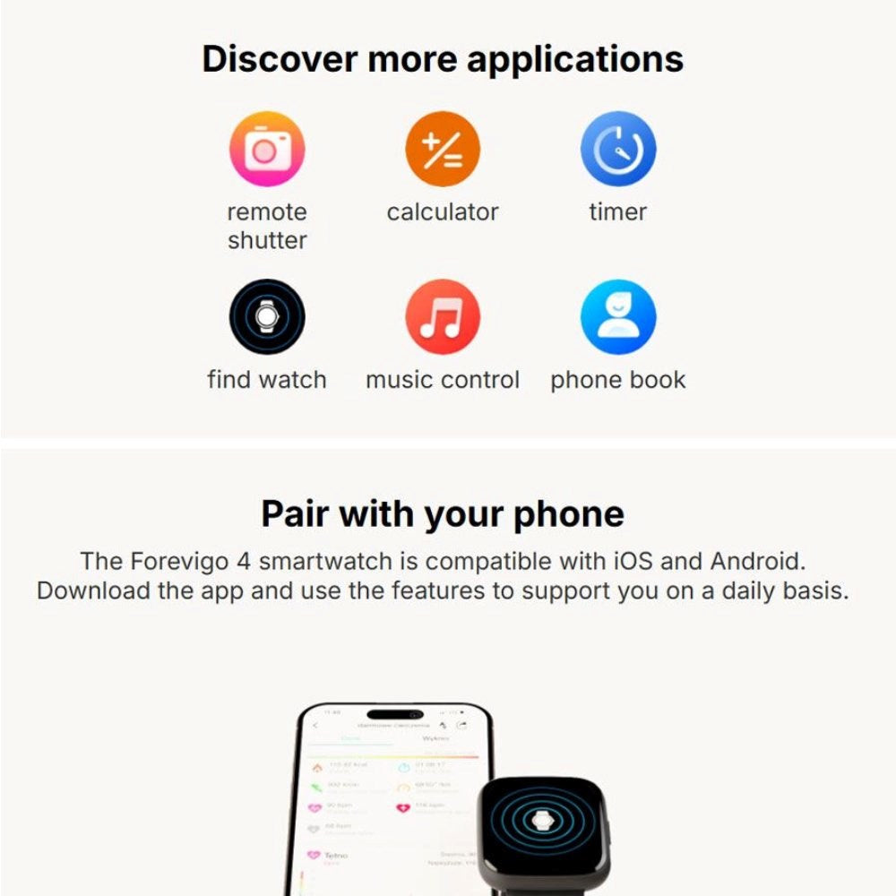 Forever ForeVigo 4 SW-330 Smartwatch - Bluetooth - Sundhedstracker - Rose Gold