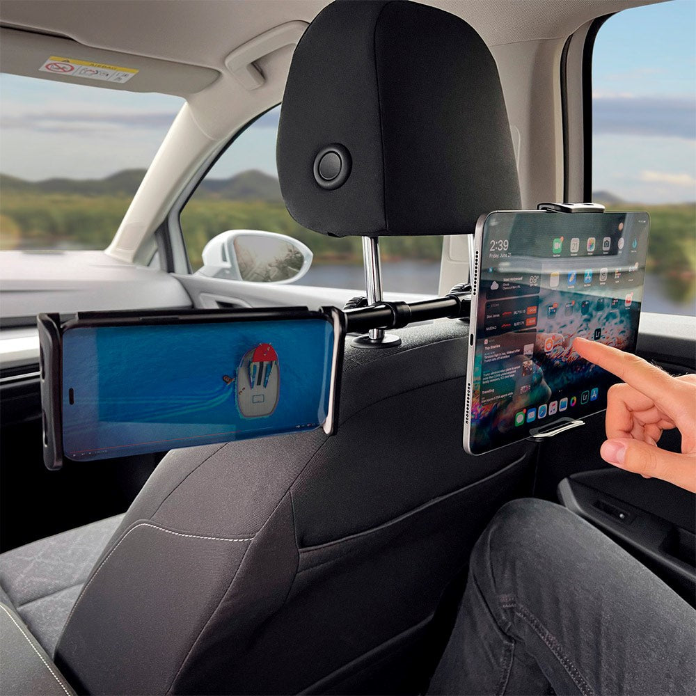 Wozinsky Dual Backseat Car Mount Til Bilens Nakkestøtte - Max Størrelse: 125 - 205mm - Sort