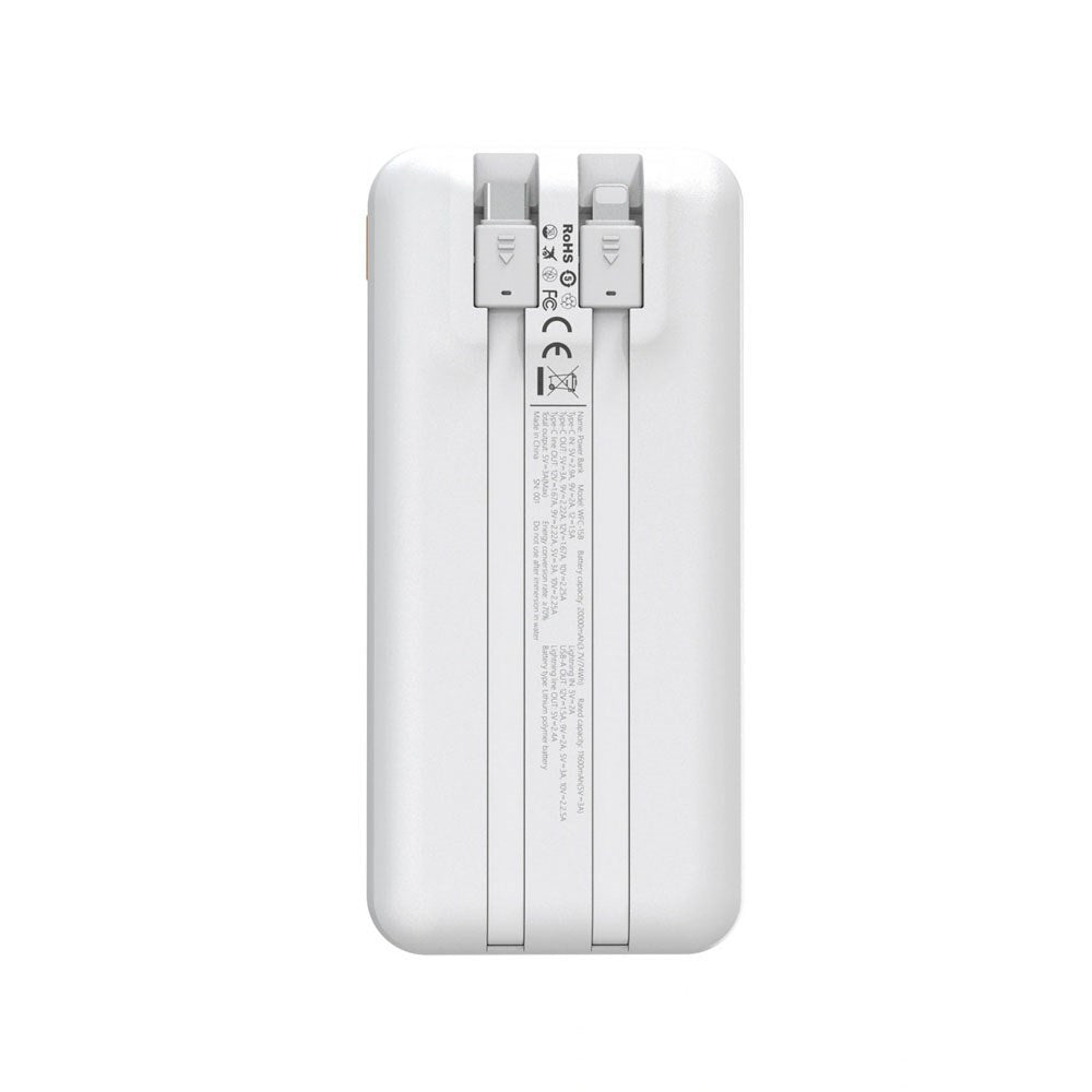 Wozinsky Powerbank - 20.000mAh - USB-C-Kabel - Lightning-Kabel - Hvid
