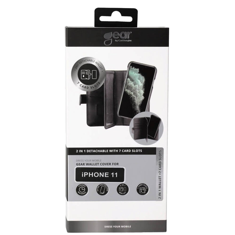 iPhone 11 Gear Wallet 2-i-1 magnetdeksel m. 7 kortlommer - svart