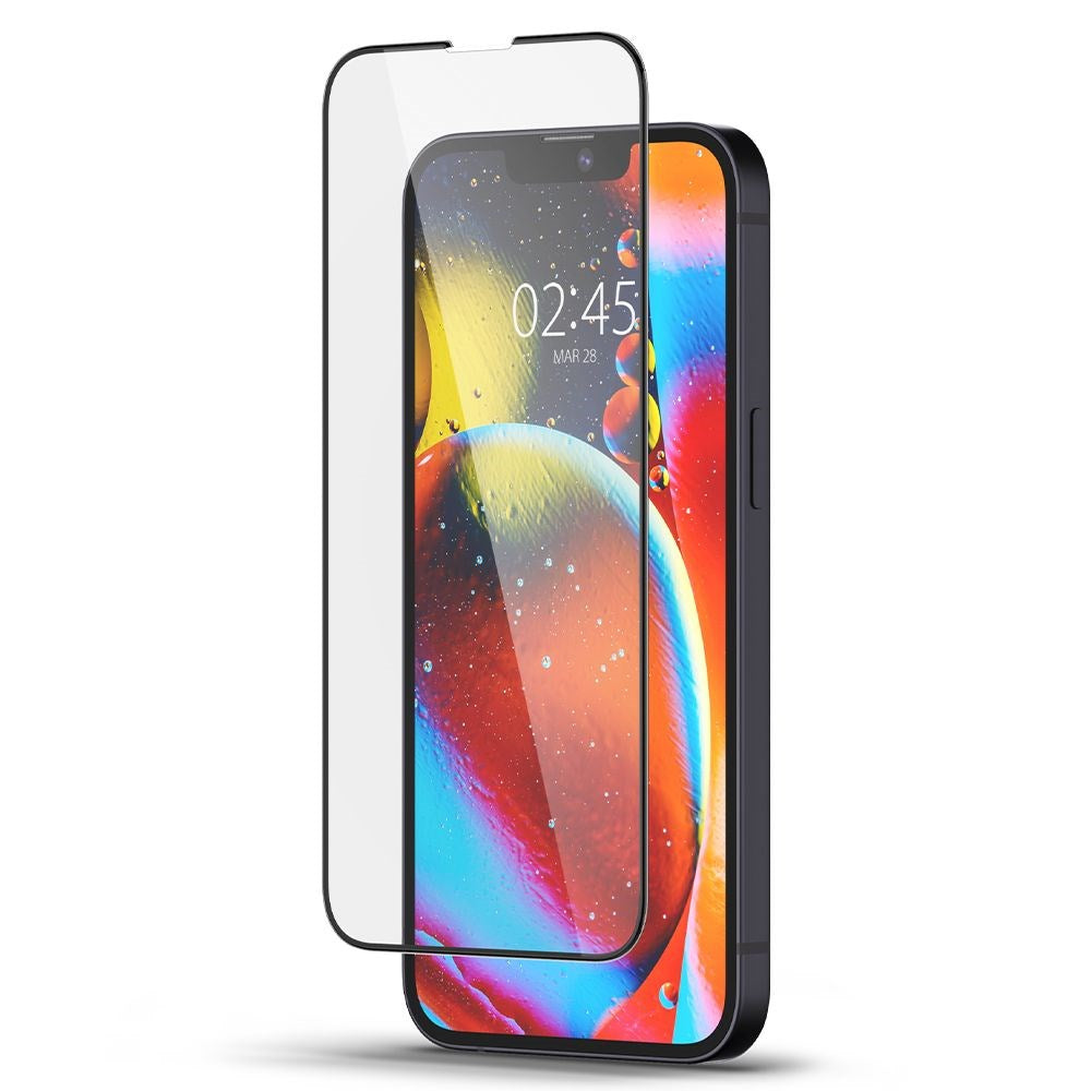 iPhone 16e / 14 / 13 / 13 Pro Spigen Glas.tr skjermbeskytter - herdet glass - svart kant