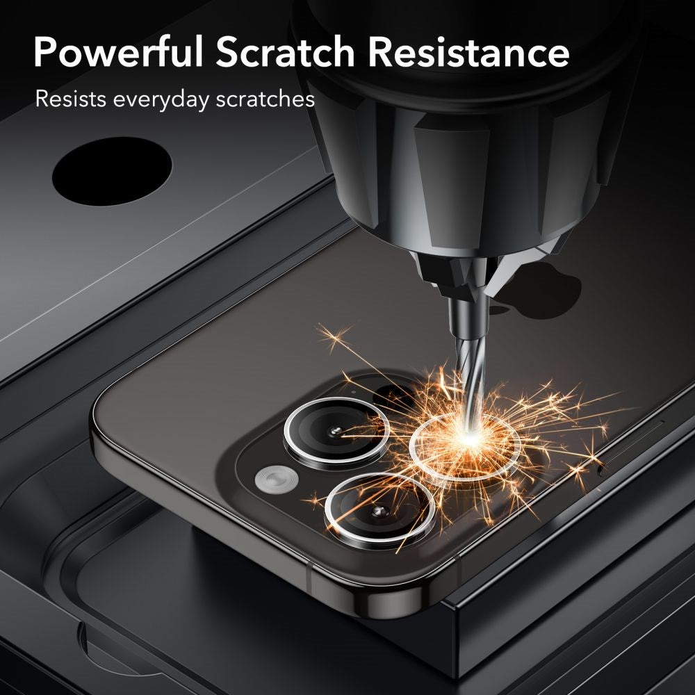 iPhone 15 Pro / 15 Pro Max ESR beskyttelsesglass til kameralinse - gjennomsiktig / svart