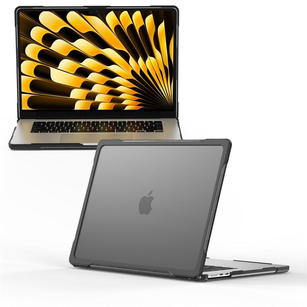 MacBook Air 15" M2/M3/M4 (2023-2025) Hårdt Plastik Cover - Gennemsigtig / Sort