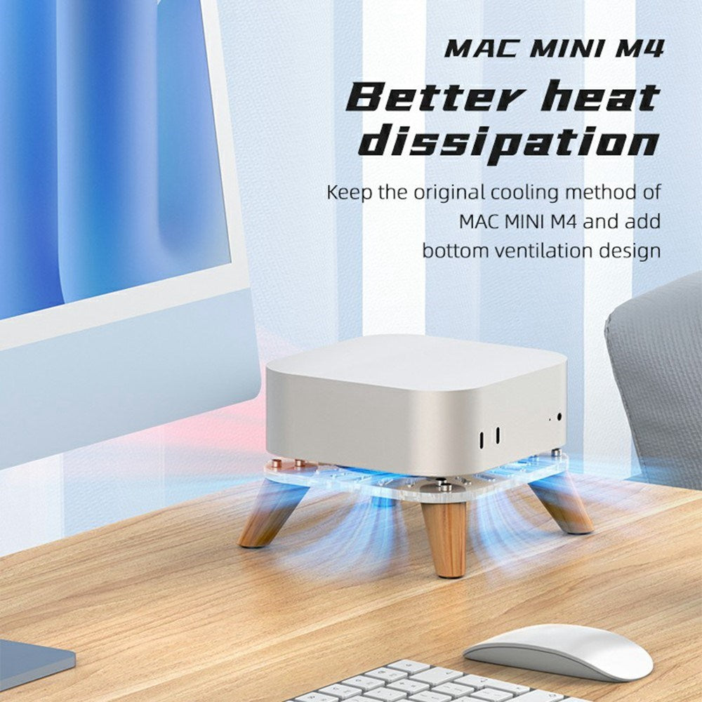 Stativ for Mac Mini M4 / M4 Pro - Gjennomsiktig / Tre
