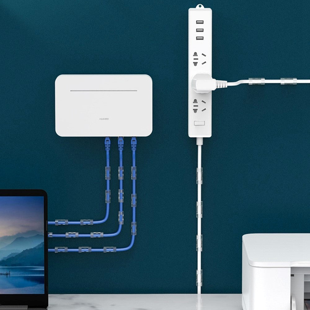 CableCreation Dobbeltsidig selvklebende kabelholder - 50 stk - Gjennomsiktig