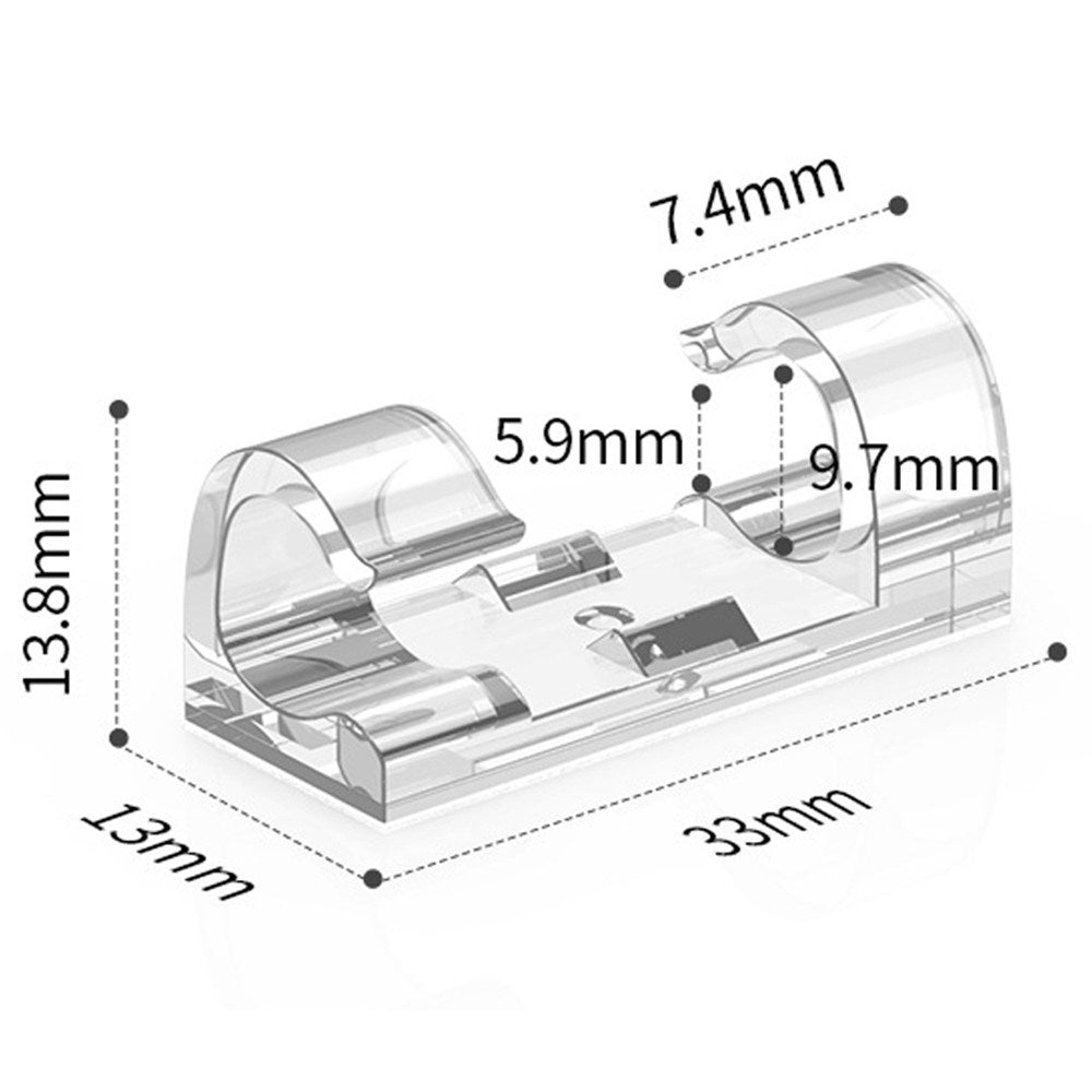 CableCreation Dobbeltklæbende Kabelholder i Large - 50 stk - Gennemsigtig