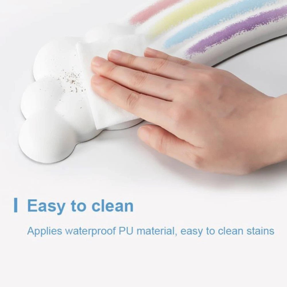 Tastatur Håndleddsstøtte m. Clouds & Rainbow Design - Rosa